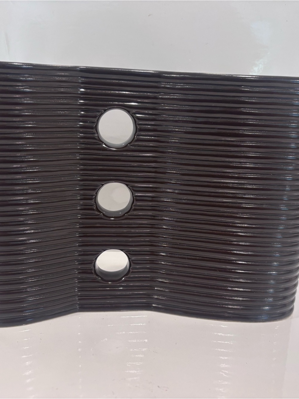 Modern Ribbed Ceramic Vase in Dark Brown - Picture 4 of 7